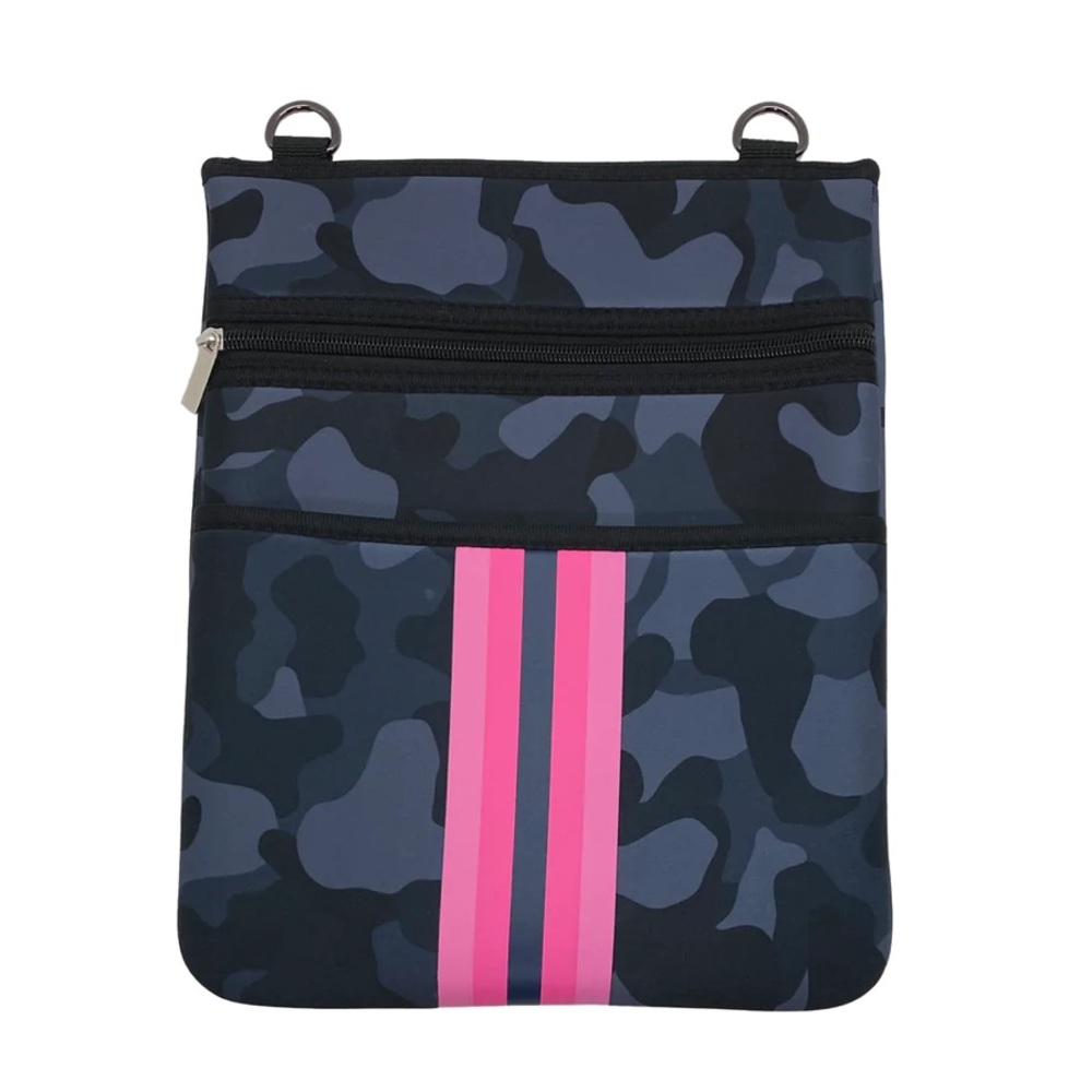 Neoprene Crossbody Bag Midnight Camo w/Stripe